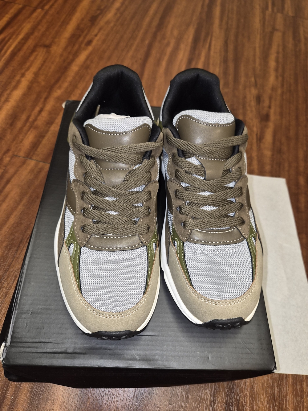 Men's Lightweight Mesh & Suede Sneakers - Olive Gray
